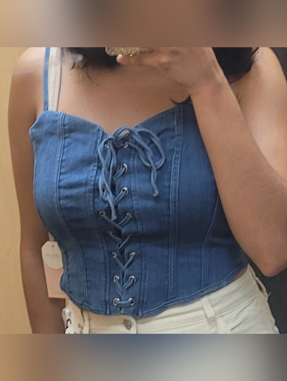 Denim Tie Up Crop Top